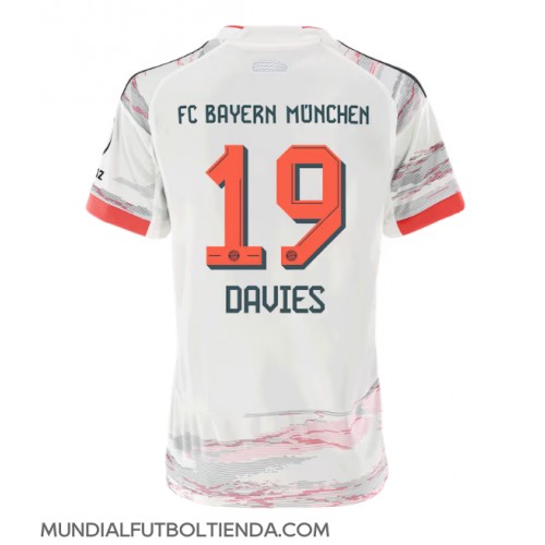 Camiseta Bayern Munich Alphonso Davies #19 Segunda Equipación Replica 2025-26 para mujer mangas cortas